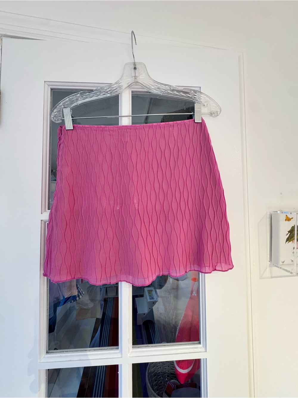 Meshki Pink Textured Mini Skirt